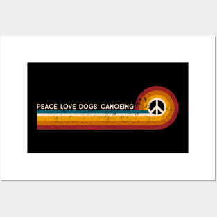 Retro Stripes Peace Love Dogs Canoeing Posters and Art